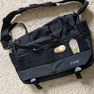 5.11 Tactical Black Crossbody/Messenger/Laptop/Book Bag and Patches